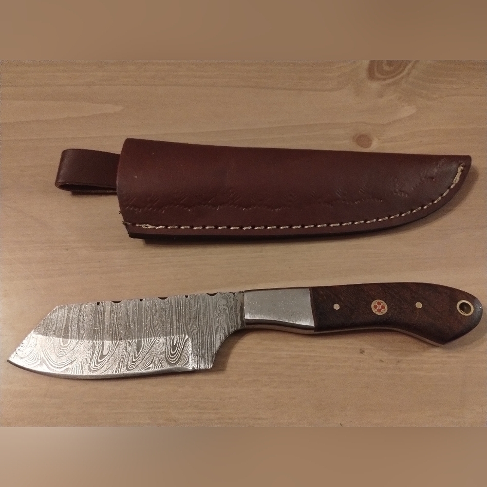 New Damascus Steel Fixed Blade Knife w/ Sheath | Hunting Camping Knife